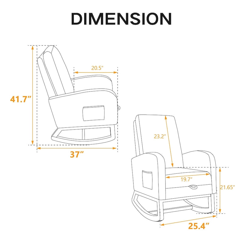Fauteuil à bascule planeur à dossier haut avec repose-pieds rétractable