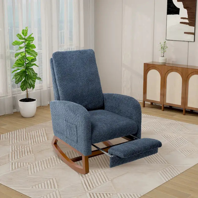 Fauteuil à bascule planeur à dossier haut avec repose-pieds rétractable
