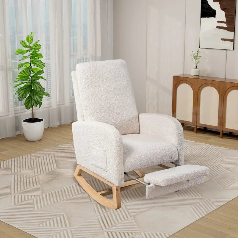 Fauteuil à bascule planeur à dossier haut avec repose-pieds rétractable
