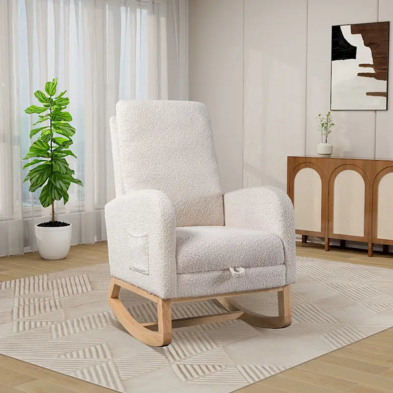 Fauteuil à bascule planeur à dossier haut avec repose-pieds rétractable