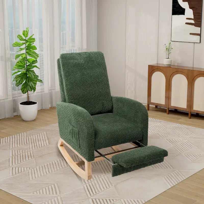 Fauteuil à bascule planeur à dossier haut avec repose-pieds rétractable