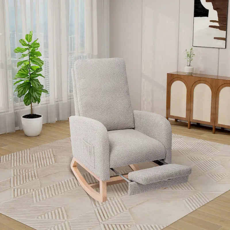 Fauteuil à bascule planeur à dossier haut avec repose-pieds rétractable
