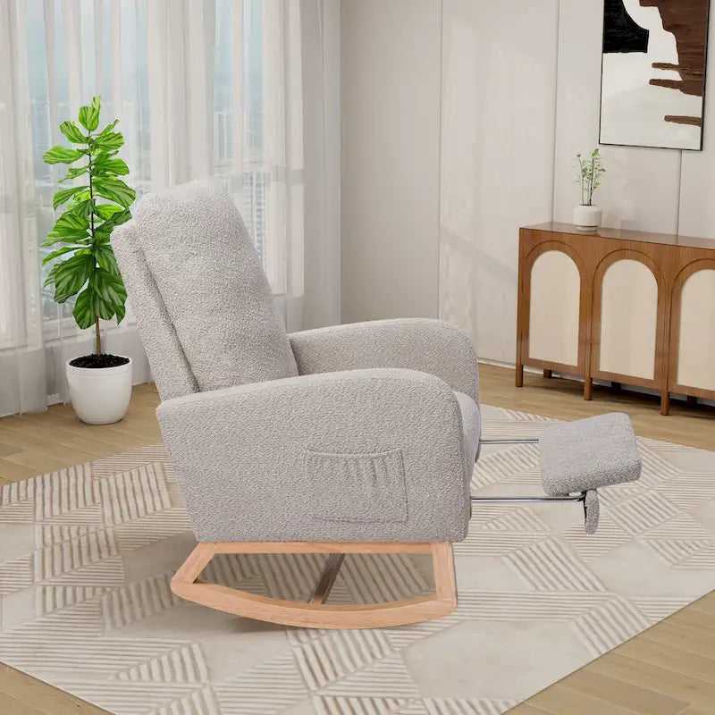 Fauteuil à bascule planeur à dossier haut avec repose-pieds rétractable