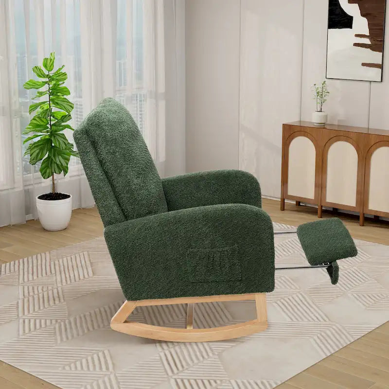 Fauteuil à bascule planeur à dossier haut avec repose-pieds rétractable