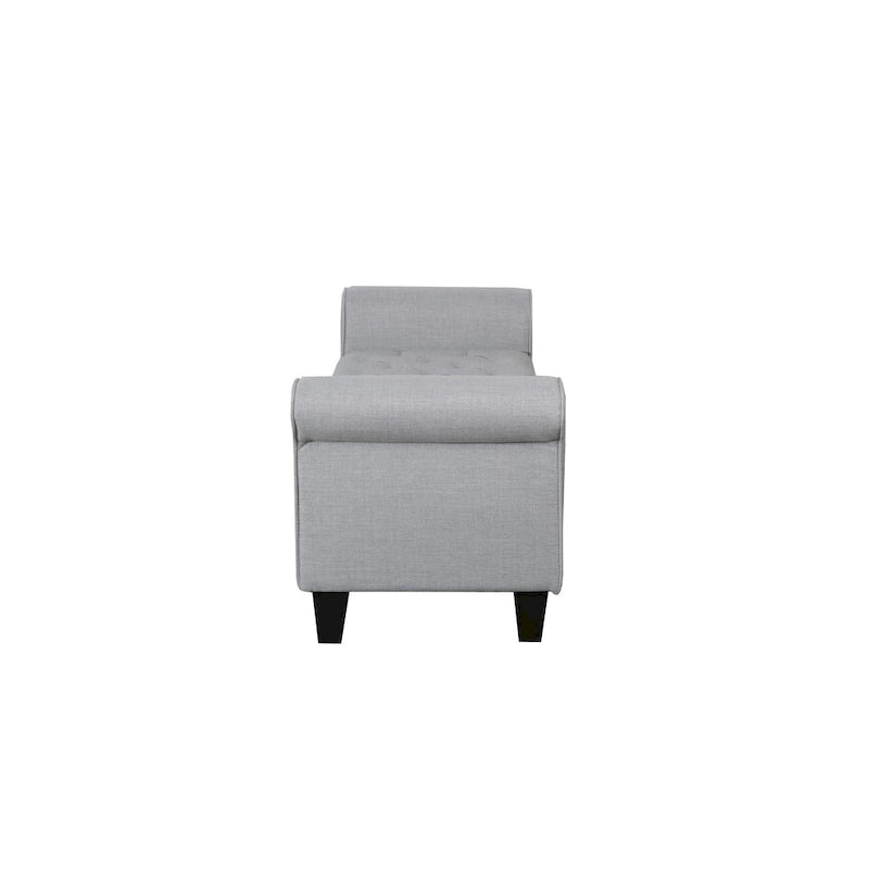 Banc de rangement capitonné en tissu avec accoudoirs et couvercle relevable