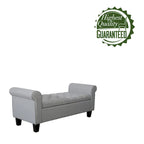 Banc de rangement capitonné en tissu avec accoudoirs et couvercle relevable