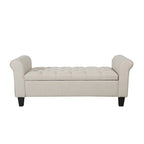 Banc de rangement capitonné en tissu avec accoudoirs et couvercle relevable