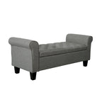 Banc de rangement capitonné en tissu avec accoudoirs et couvercle relevable