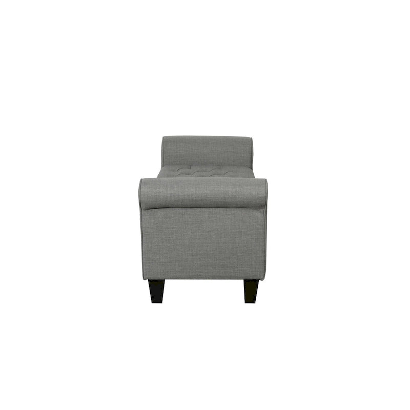 Banc de rangement capitonné en tissu avec accoudoirs et couvercle relevable
