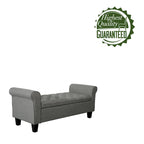 Banc de rangement capitonné en tissu avec accoudoirs et couvercle relevable