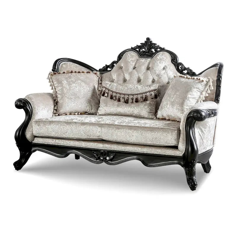 Ensemble de canapés traditionnels à oreilles capitonnés en tissu fleuri