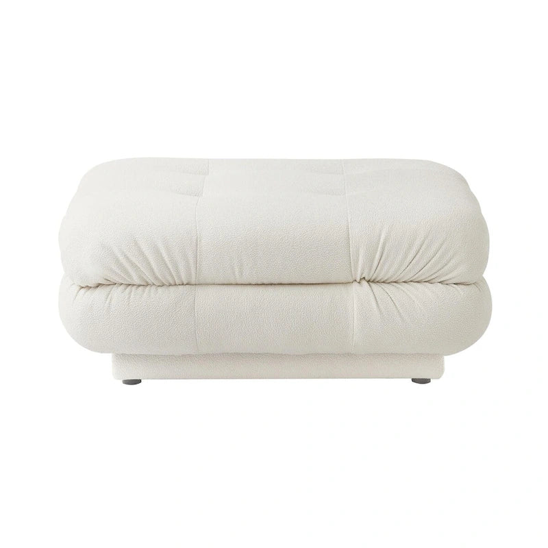 Canapé d'angle modulaire 6 places en forme de U de 3,71 m en velours Teddy avec méridiennes poufs