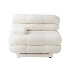 Canapé d'angle modulaire 6 places en forme de U de 3,71 m en velours Teddy avec méridiennes poufs