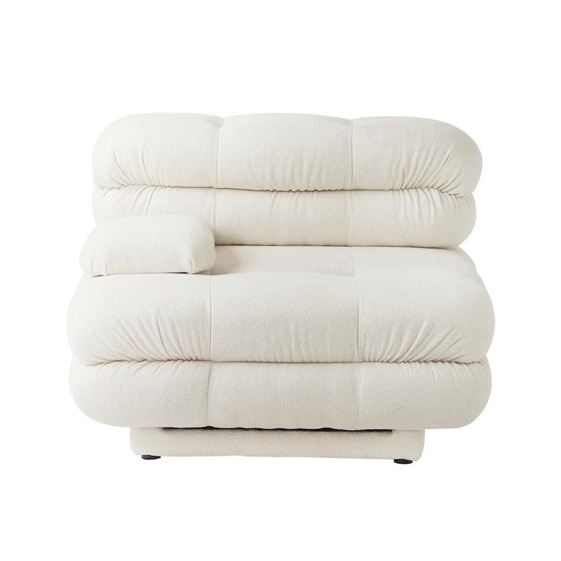 Canapé d'angle modulaire 6 places en forme de U de 3,71 m en velours Teddy avec méridiennes poufs