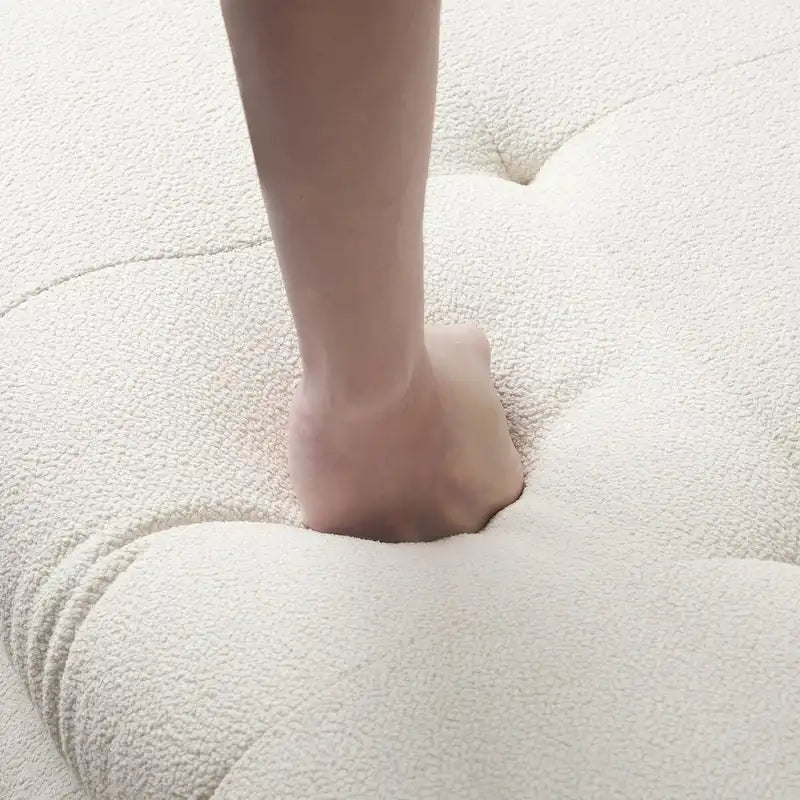 Canapé d'angle modulaire 6 places en forme de U de 3,71 m en velours Teddy avec méridiennes poufs