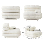 Canapé d'angle modulaire 6 places en forme de U de 3,71 m en velours Teddy avec méridiennes poufs
