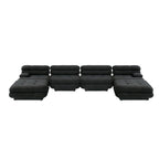 Canapé d'angle modulaire 6 places en forme de U de 3,71 m en velours Teddy avec méridiennes poufs