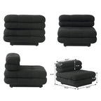 Canapé d'angle modulaire 6 places en forme de U de 3,71 m en velours Teddy avec méridiennes poufs