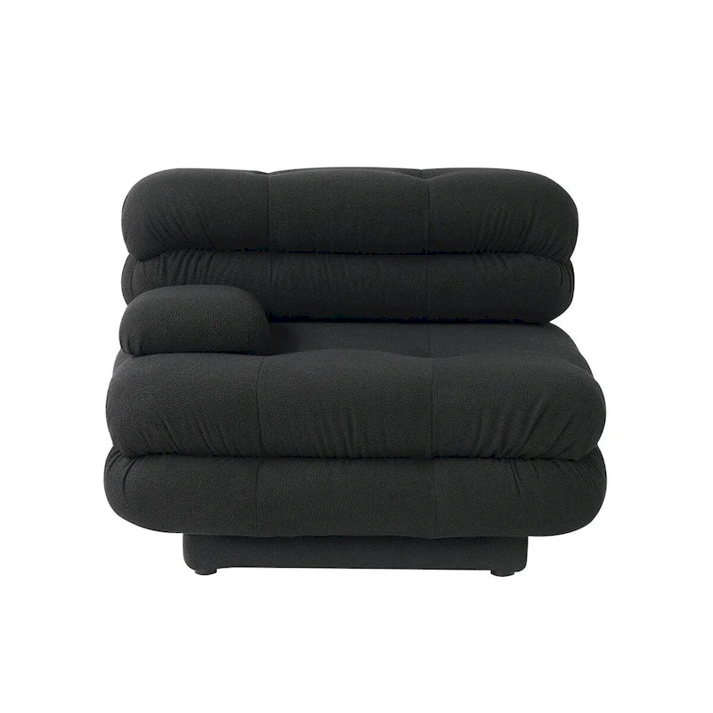 Canapé d'angle modulaire 6 places en forme de U de 3,71 m en velours Teddy avec méridiennes poufs