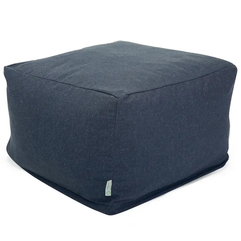 Pouf de 27" en poly/lin – Repose-pieds, table d'appoint ou siège supplémentaire