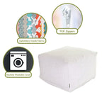 Pouf de 27" en poly/lin – Repose-pieds, table d'appoint ou siège supplémentaire