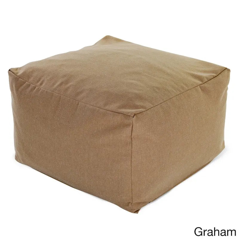 Pouf de 27" en poly/lin – Repose-pieds, table d'appoint ou siège supplémentaire