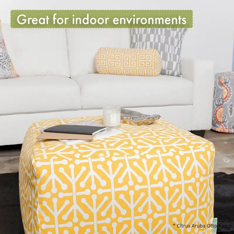 Pouf de 27" en poly/lin – Repose-pieds, table d'appoint ou siège supplémentaire