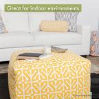Pouf de 27" en poly/lin – Repose-pieds, table d'appoint ou siège supplémentaire