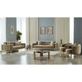 Ensemble de salon 4 pièces – 2 canapés et 2 fauteuils avec pieds dorés