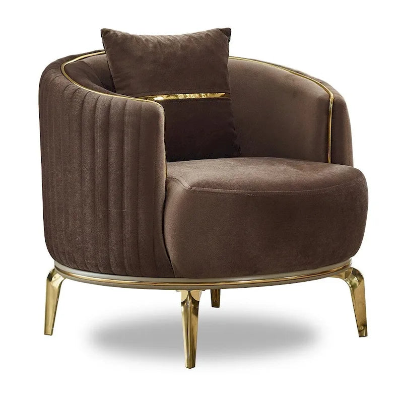 Ensemble de salon 4 pièces – 2 canapés et 2 fauteuils avec pieds dorés