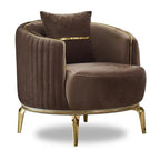 Ensemble de salon 4 pièces – 2 canapés et 2 fauteuils avec pieds dorés