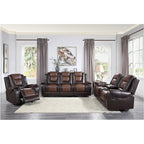Ensemble de salon inclinable en similicuir avec porte-gobelets et rangement