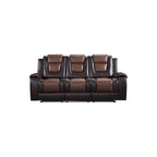 Ensemble de salon inclinable en similicuir avec porte-gobelets et rangement