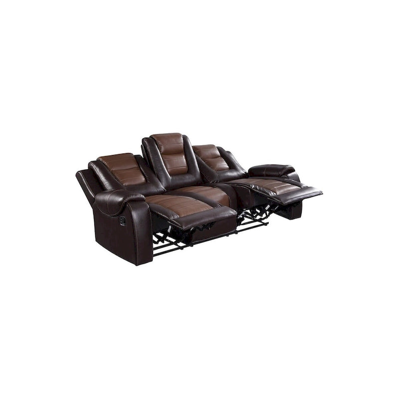 Ensemble de salon inclinable en similicuir avec porte-gobelets et rangement