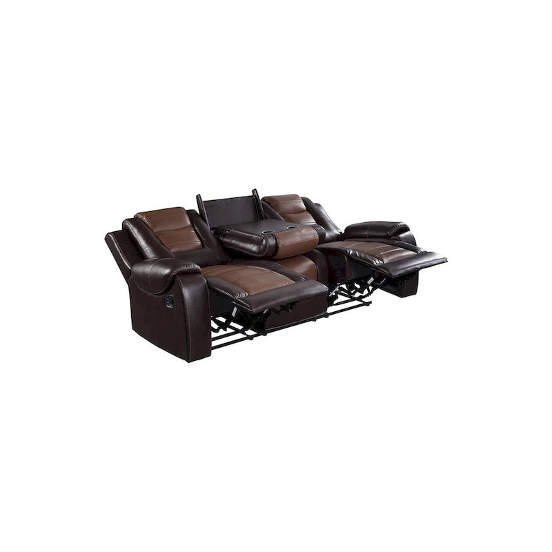 Ensemble de salon inclinable en similicuir avec porte-gobelets et rangement