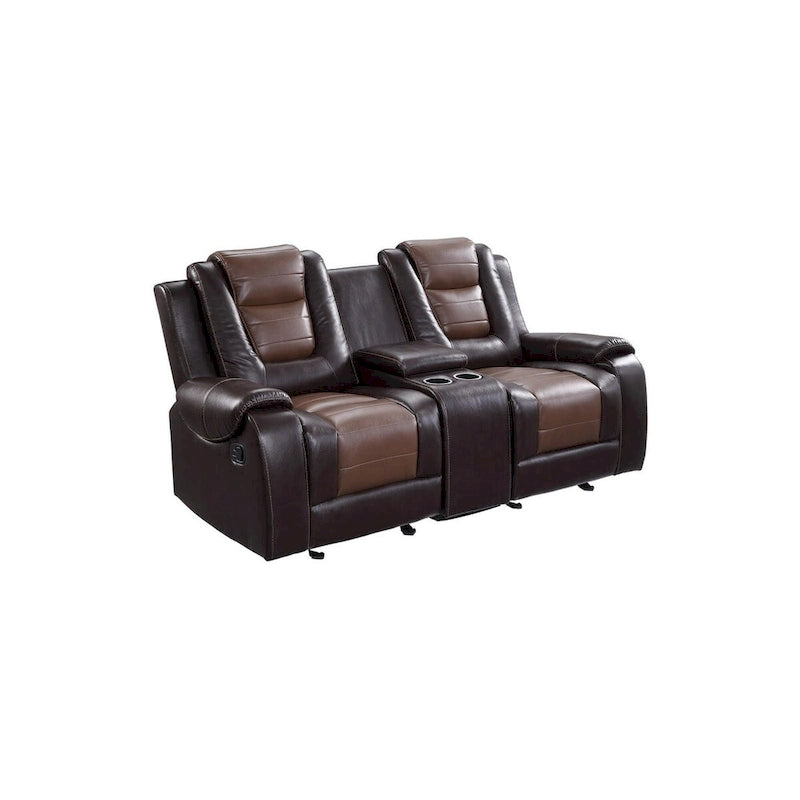 Ensemble de salon inclinable en similicuir avec porte-gobelets et rangement