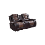 Ensemble de salon inclinable en similicuir avec porte-gobelets et rangement