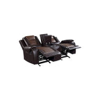 Ensemble de salon inclinable en similicuir avec porte-gobelets et rangement
