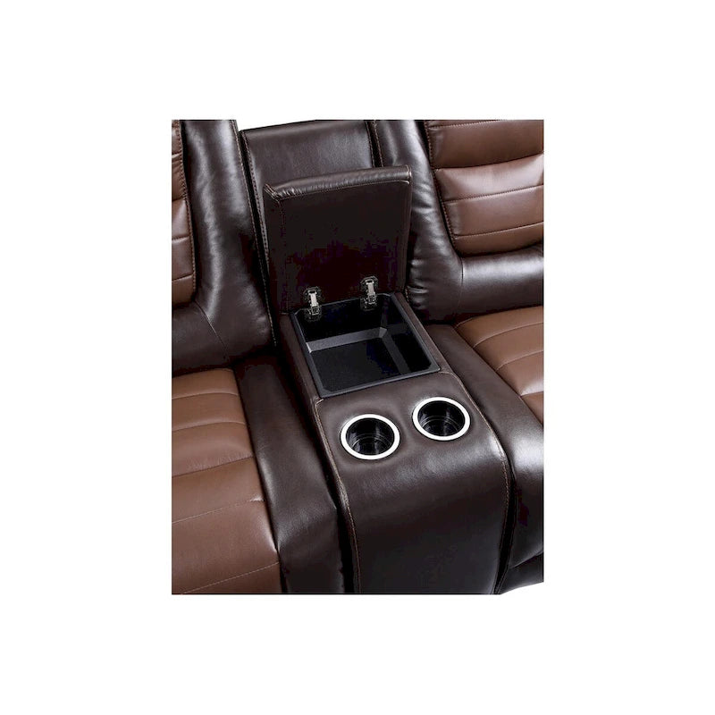 Ensemble de salon inclinable en similicuir avec porte-gobelets et rangement