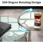 Table basse ronde à 3 niveaux en verre avec plateau rotatif à 360°