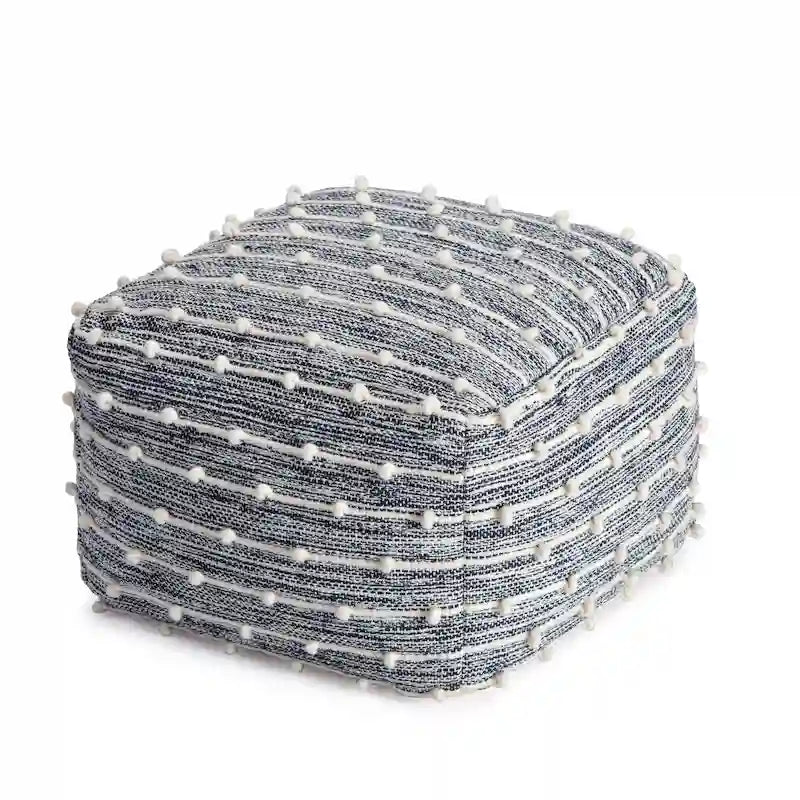 Pouf ottoman carré en coton fait main de 56 cm pour le salon ou la chambre de bébé