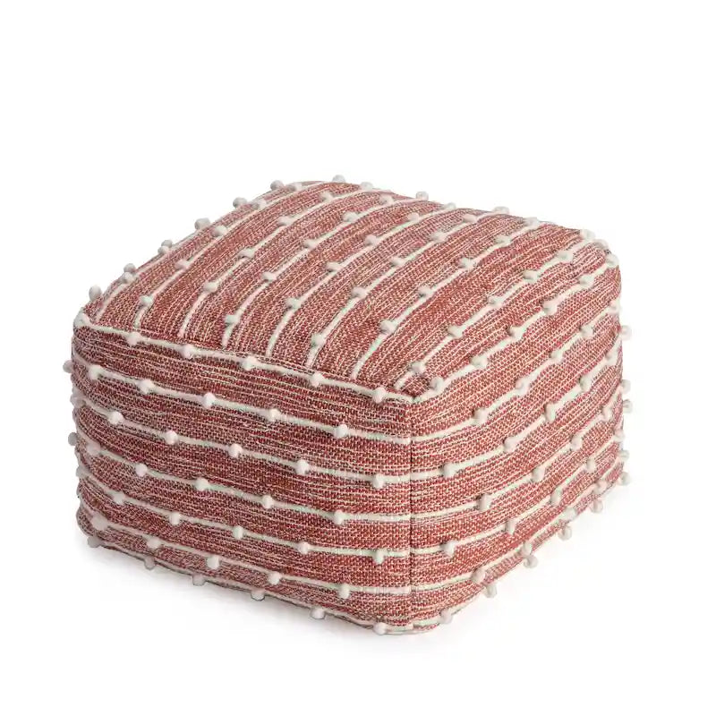 Pouf ottoman carré en coton fait main de 56 cm pour le salon ou la chambre de bébé
