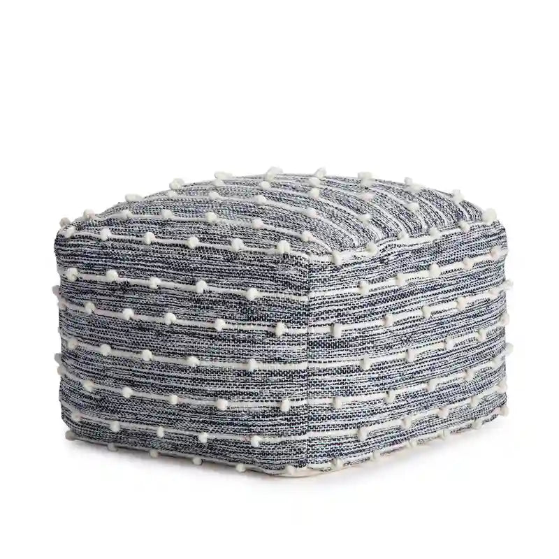 Pouf ottoman carré en coton fait main de 56 cm pour le salon ou la chambre de bébé