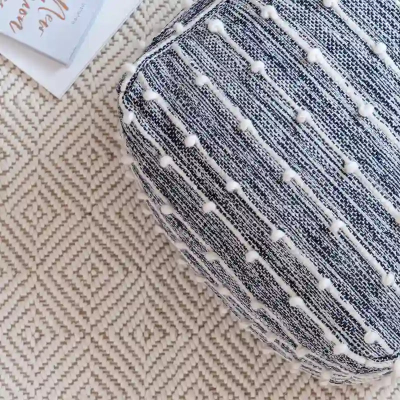 Pouf ottoman carré en coton fait main de 56 cm pour le salon ou la chambre de bébé