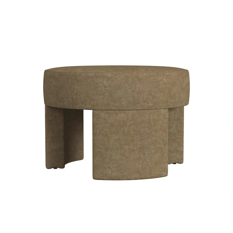 Ottoman moderne en bouclé crème – Repose-pieds, table basse et siège d'appoint