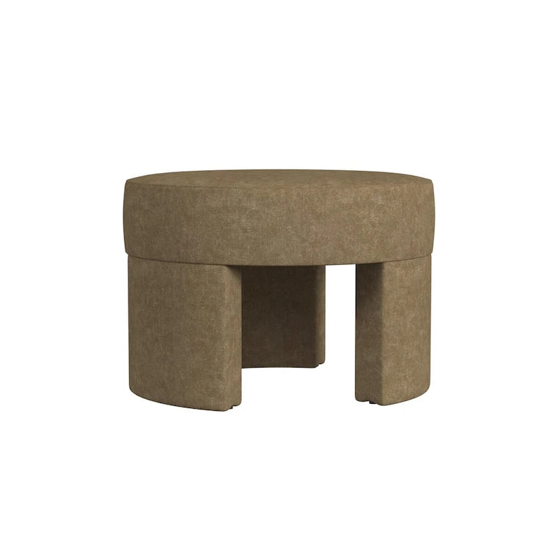 Ottoman moderne en bouclé crème – Repose-pieds, table basse et siège d'appoint