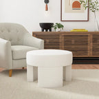 Ottoman moderne en bouclé crème – Repose-pieds, table basse et siège d'appoint