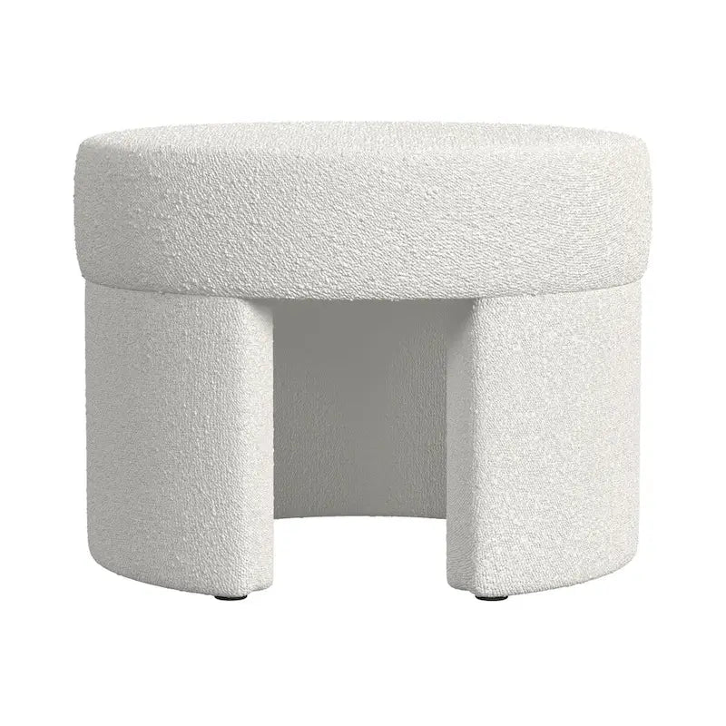 Ottoman moderne en bouclé crème – Repose-pieds, table basse et siège d'appoint