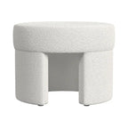 Ottoman moderne en bouclé crème – Repose-pieds, table basse et siège d'appoint