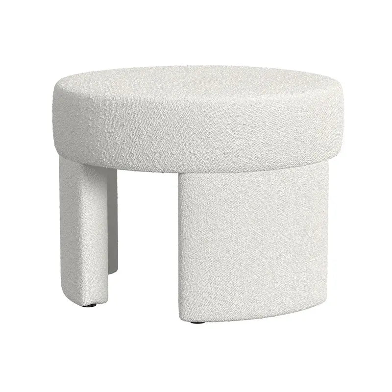 Ottoman moderne en bouclé crème – Repose-pieds, table basse et siège d'appoint